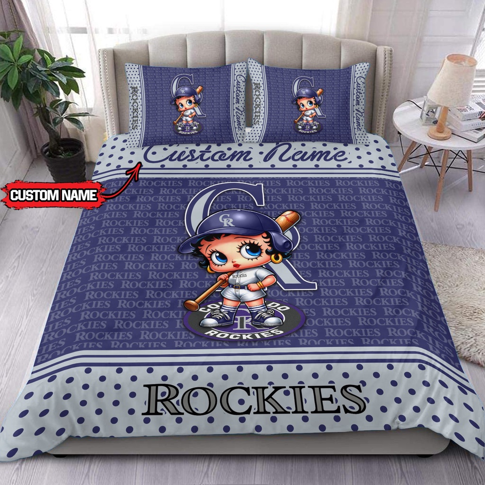 MLB Colorado Rockies Bedding Set Betty Boop Baseball Bedding Set 1