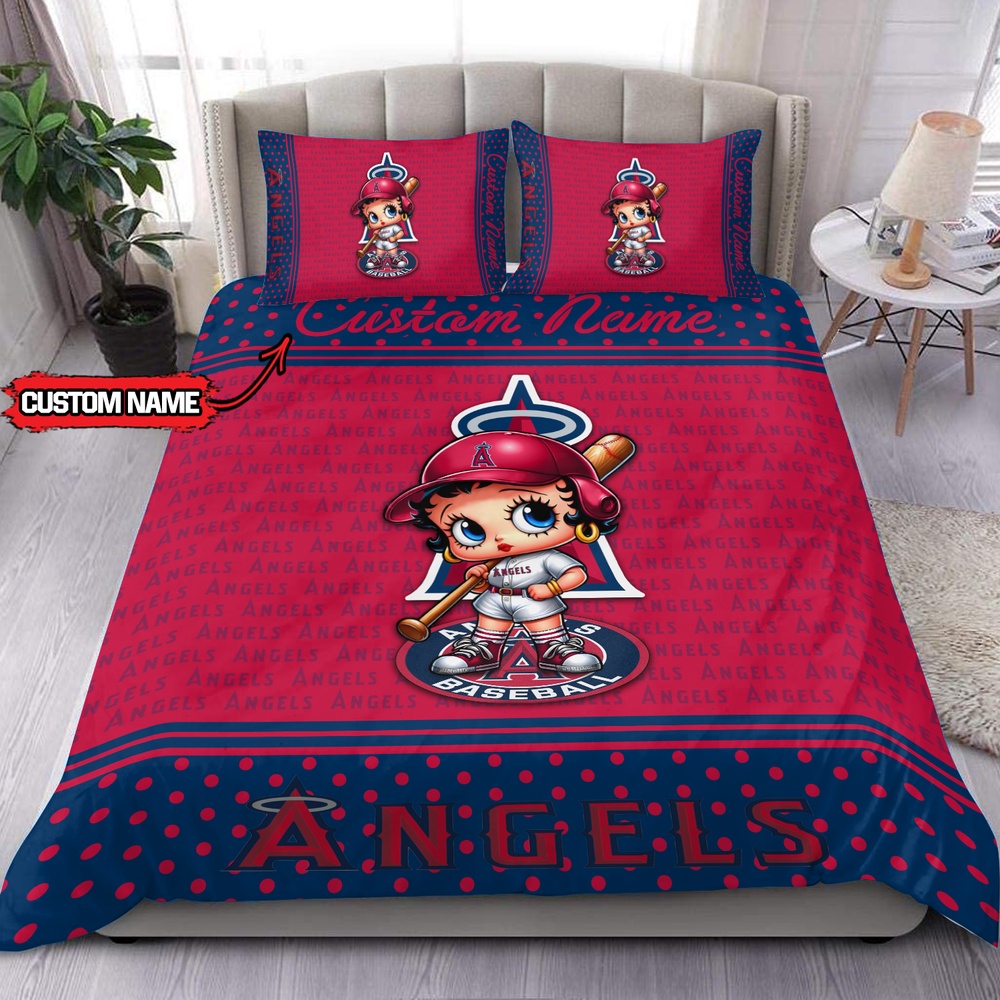 MLB Los Angeles Angels Bedding Set Betty Boop Baseball Bedding Set 1