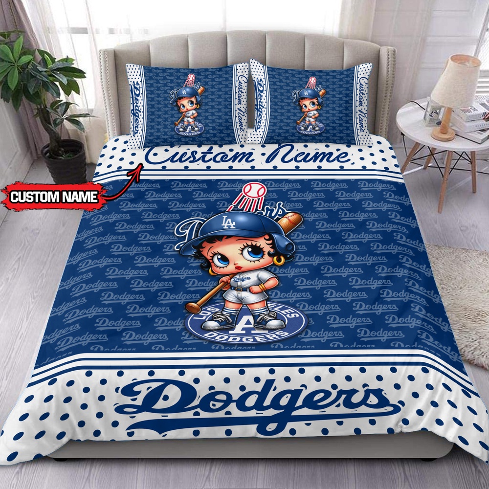 MLB Los Angeles Dodgers Bedding Set Betty Boop Baseball Bedding Set 1