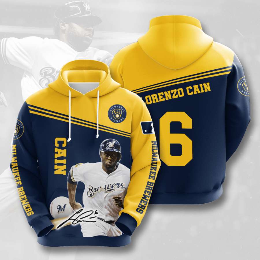 MLB Milwaukee Brewers All Over Print Hoodie with 3D Graphics 0