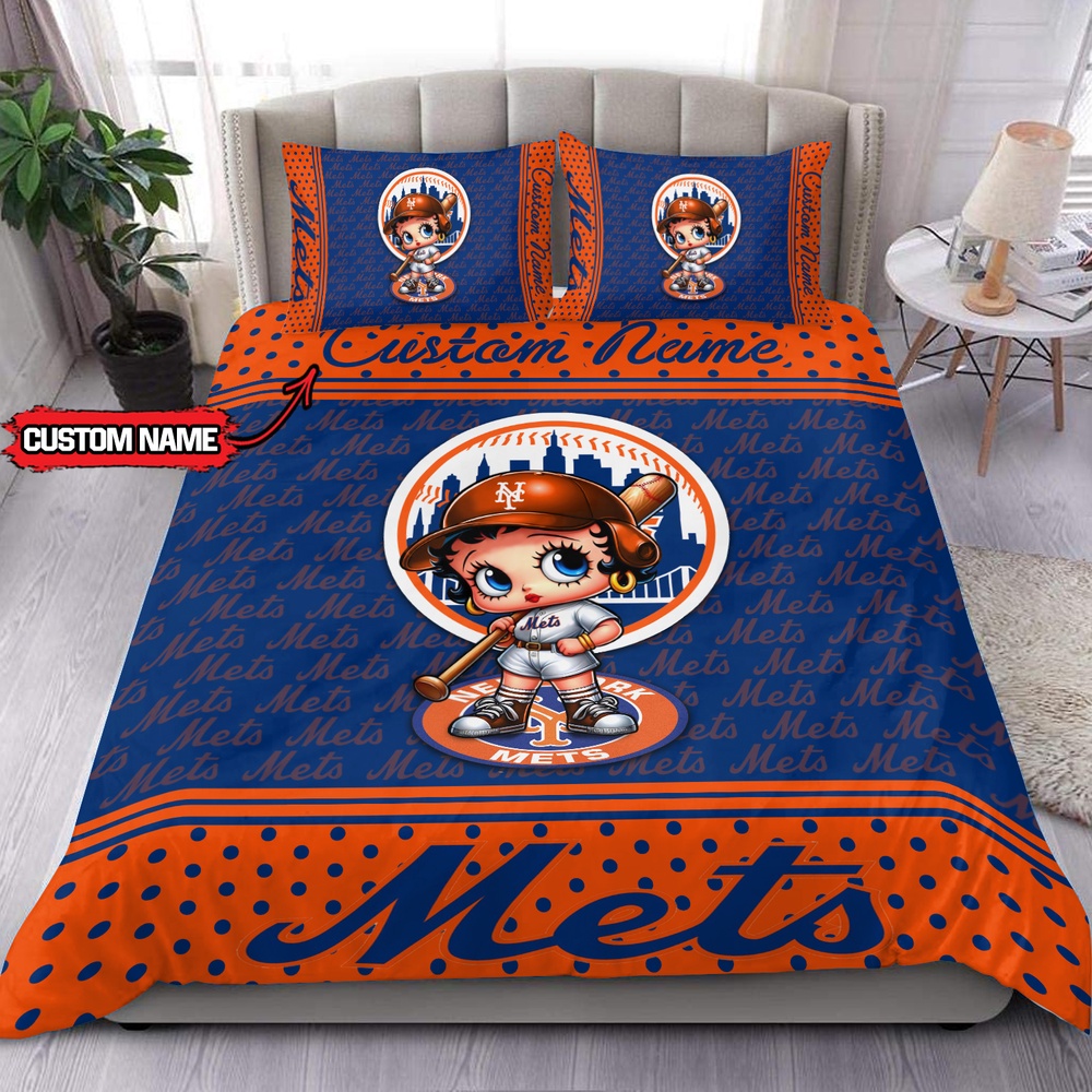 MLB New York Mets Bedding Set Betty Boop Baseball Bedding Set 1