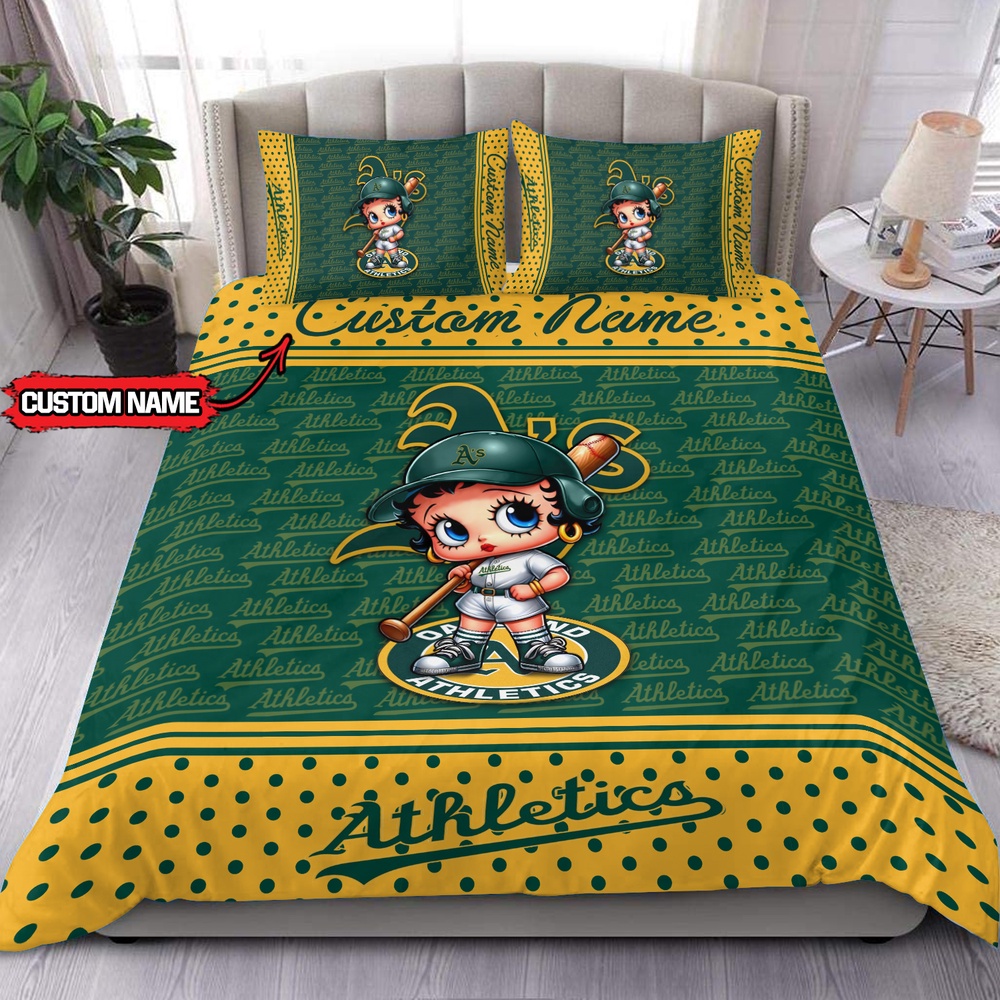 MLB Oakland Athletics Bedding Set Betty Boop Baseball Bedding Set 1