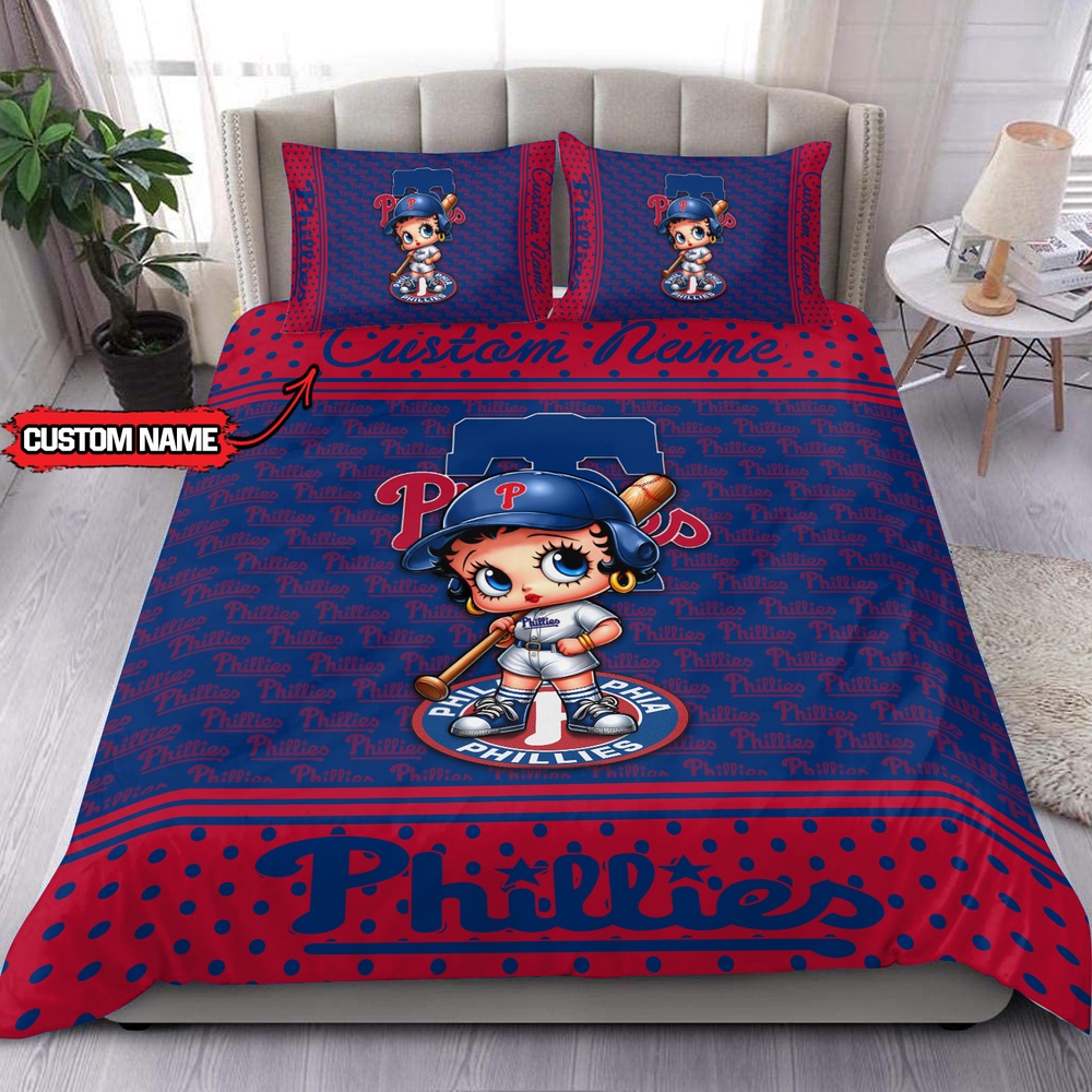 MLB Philadelphia Phillies Bedding Set Betty Boop Baseball Bedding Set 1