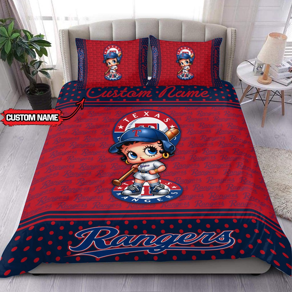 MLB Texas Rangers Bedding Set Betty Boop Baseball Bedding Set 1