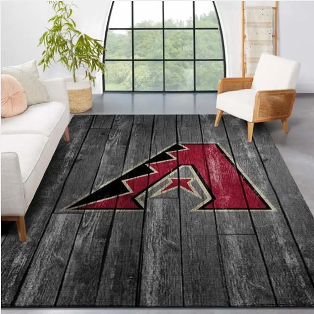 MLB Arizona Diamondbacks Area Rug Logo Grey Wooden Style Style Nice Gift Home Decor Rectangle 1 ulg7zb