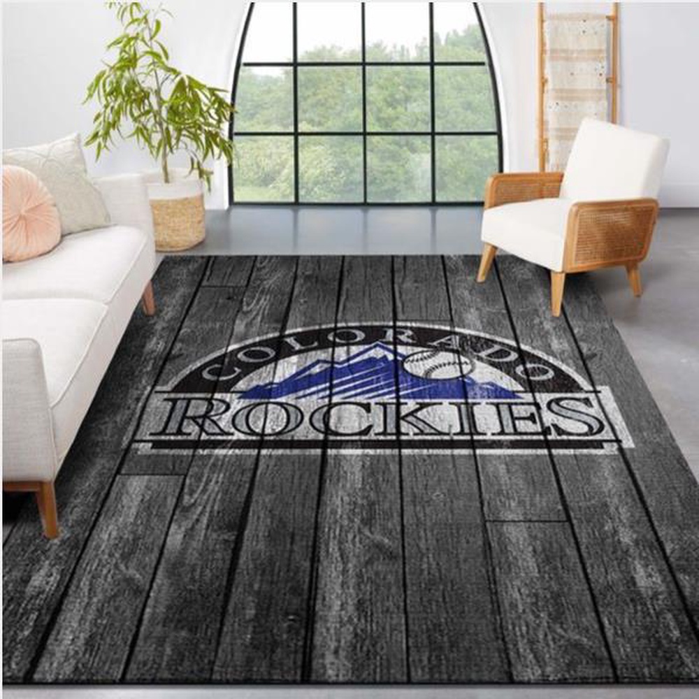 MLB Colorado Rockies Area Rug Logo Grey Wooden Style Style Nice Gift Home Decor 1 jlpiat