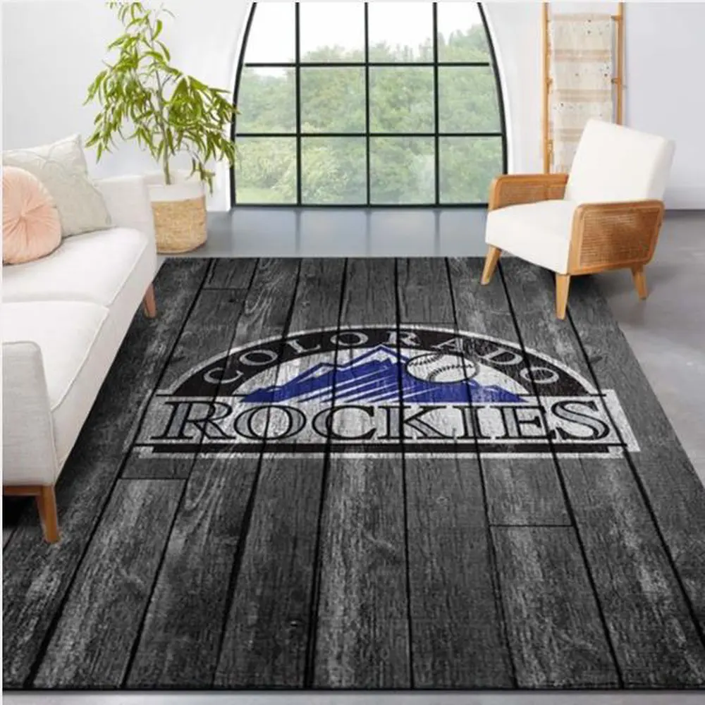 MLB Colorado Rockies Area Rug Logo Grey Wooden Style Style Nice Gift Home Decor 1 jlpiat
