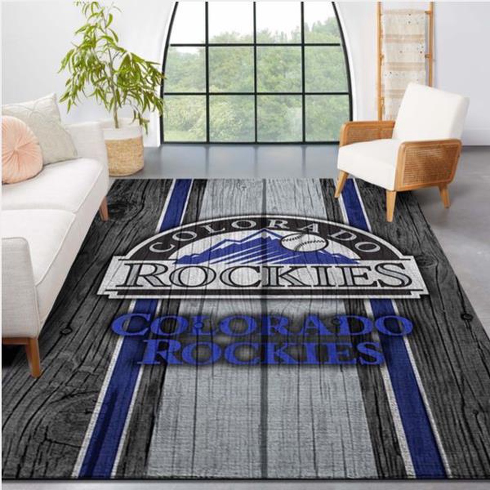 MLB Colorado Rockies Area Rug Logo Wooden Style Style Nice Gift Home Decor 1 no3el2