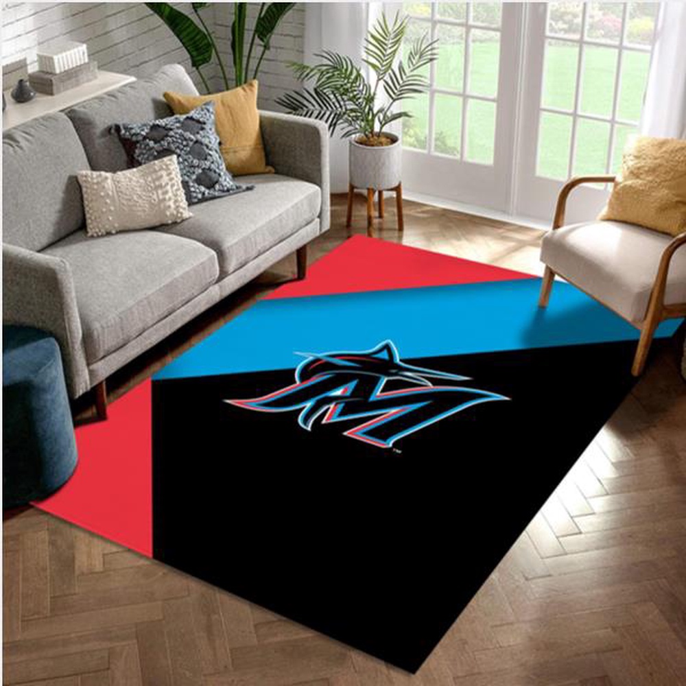 MLB Miami Marlins Sport Area Rug Living Room Rug Christmas Gift US Decor 1 d3h6qg