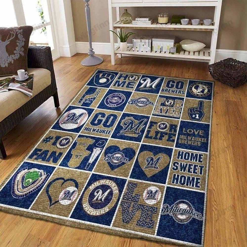 MLB Milwaukee Brewers Baseball Area Rug Custom Size And Printing 1 wopvr7