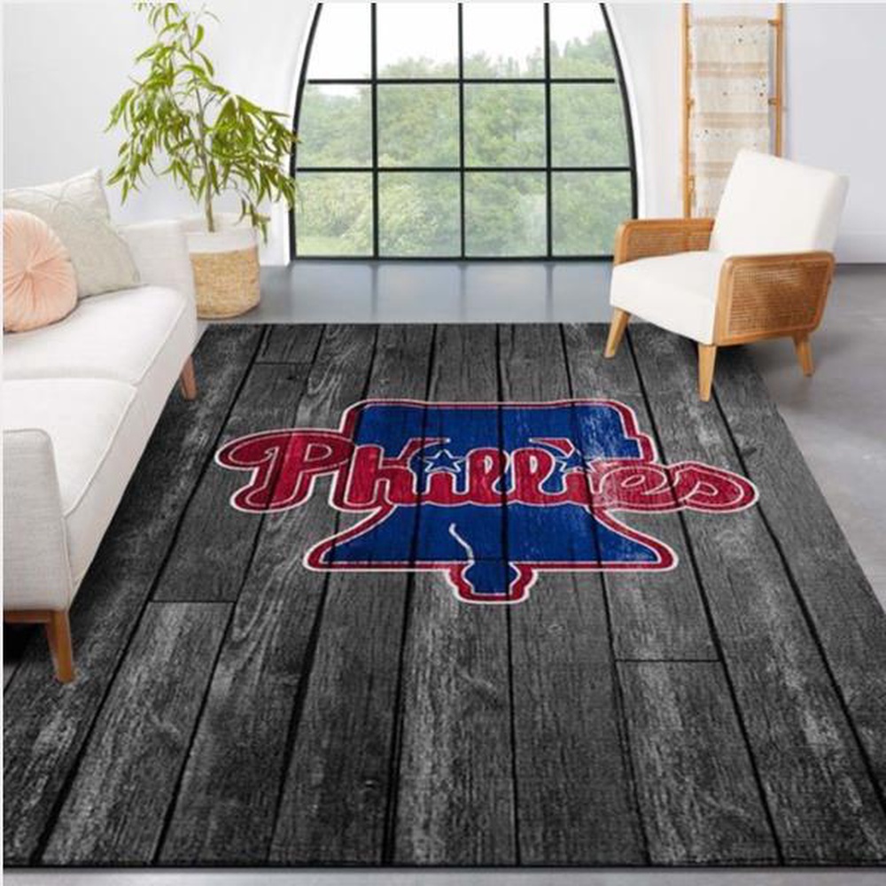 MLB Philadelphia Phillies Area Rug Logo Grey Wooden Style Style Nice Gift Home Decor 1 ottjde