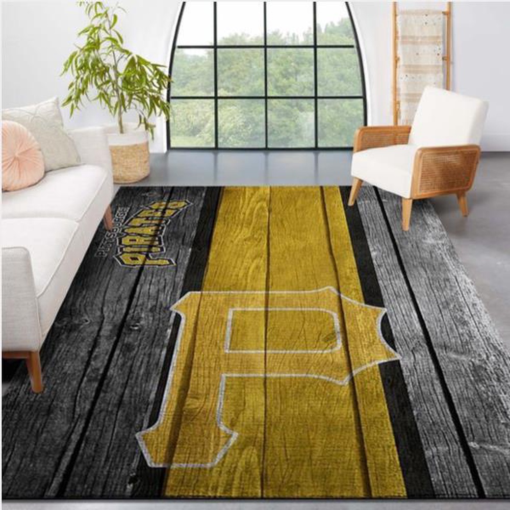 MLB Pittsburgh Pirates Area Rug Logo Wooden Style Style Nice Gift Home Decor 1 hspxs3
