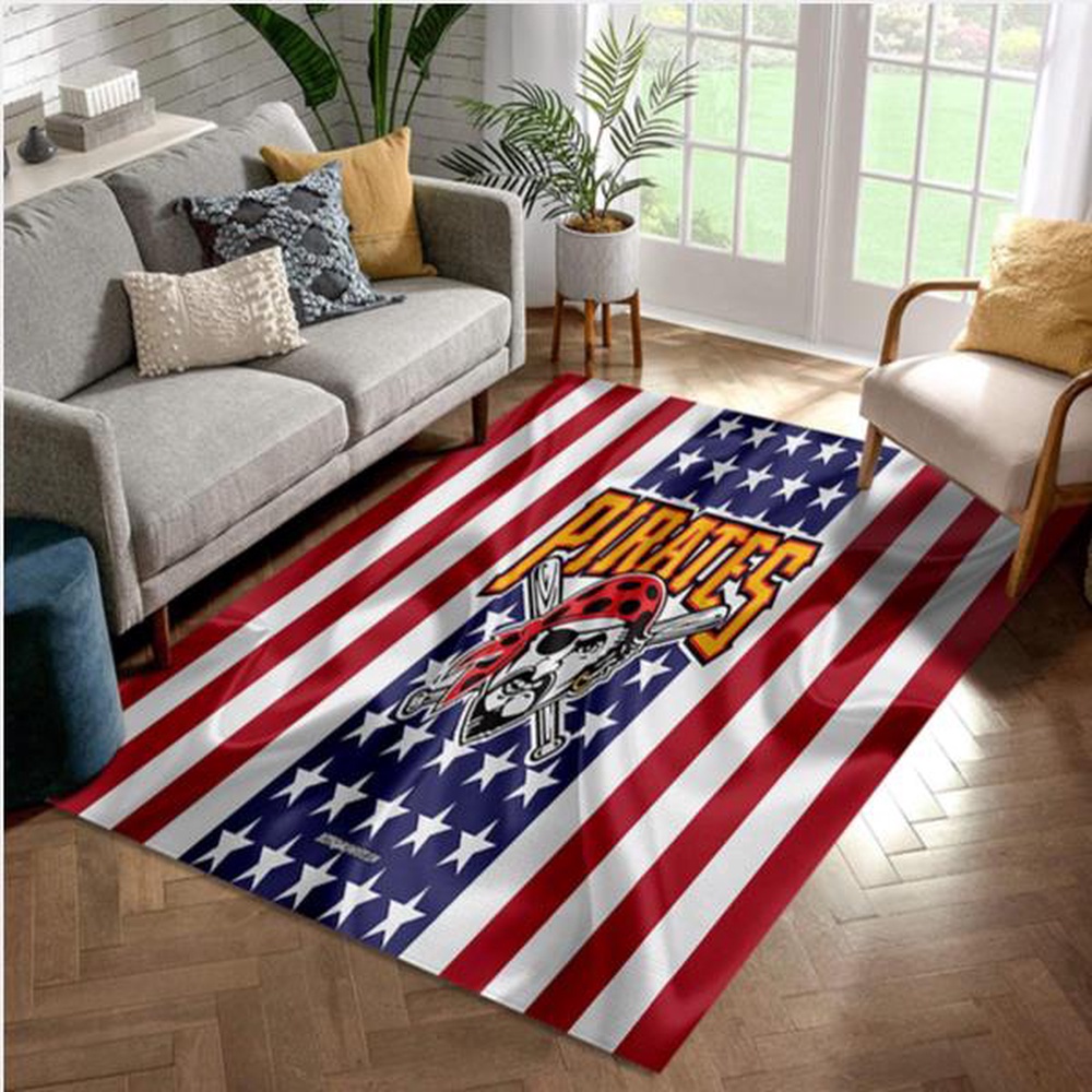MLB Pittsburgh Pirates Area Rug With American Flag Bedroom Rug Home US Decor 1 hosshp
