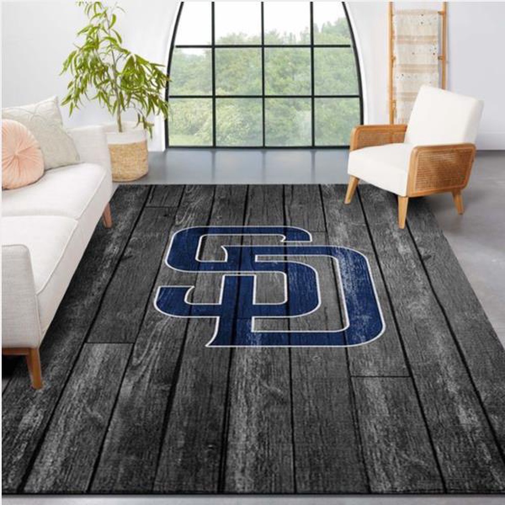 MLB San Diego Padres Area Rug Logo Grey Wooden Style Style Nice Gift Home Decor 1 rwbaje
