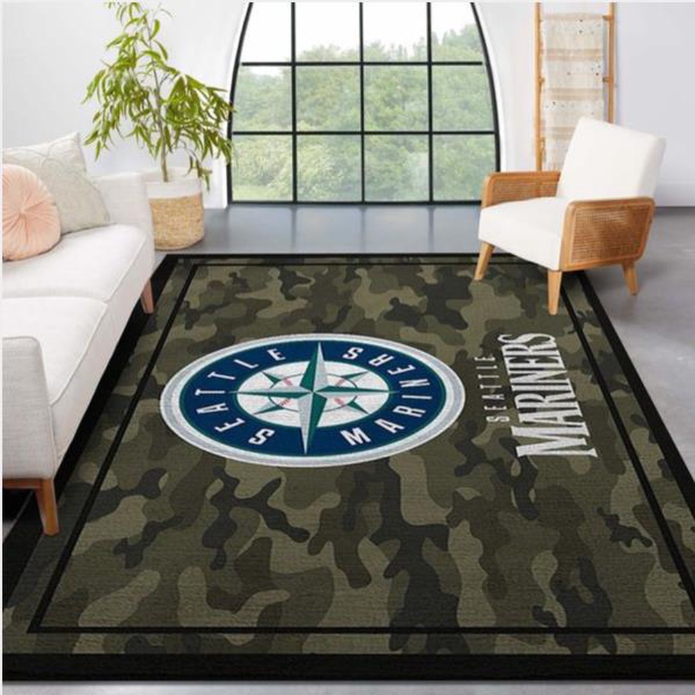 MLB Seattle Mariners Area Rug Logo Camo Style Nice Gift Home Decor 1 hzli7e