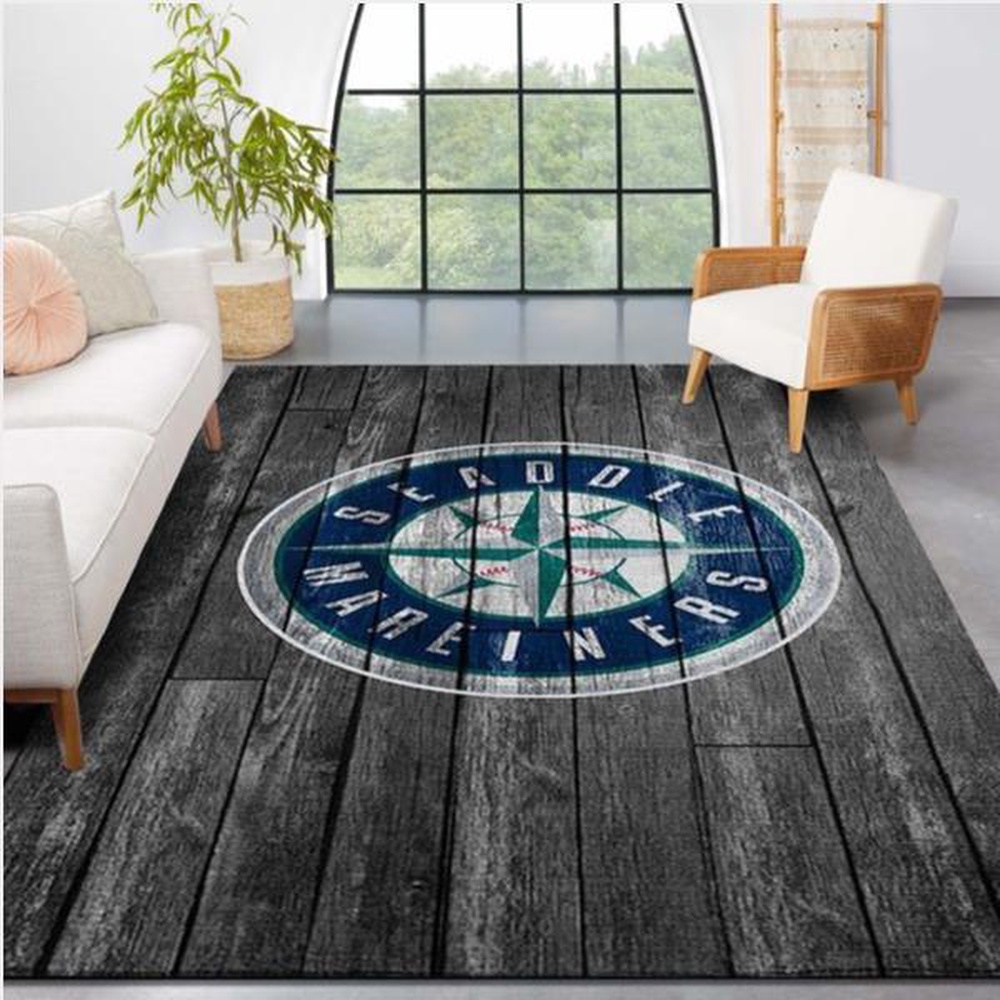 MLB Seattle Mariners Area Rug Logo Grey Wooden Style Style Nice Gift Home Decor 1 bcfq5l