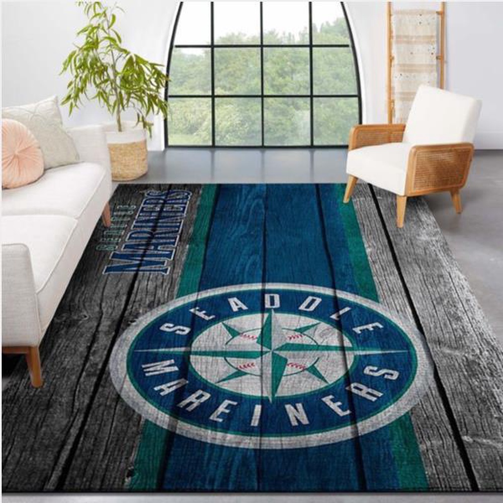 MLB Seattle Mariners Area Rug Logo Wooden Style Style Nice Gift Home Decor 1 wcjrxz