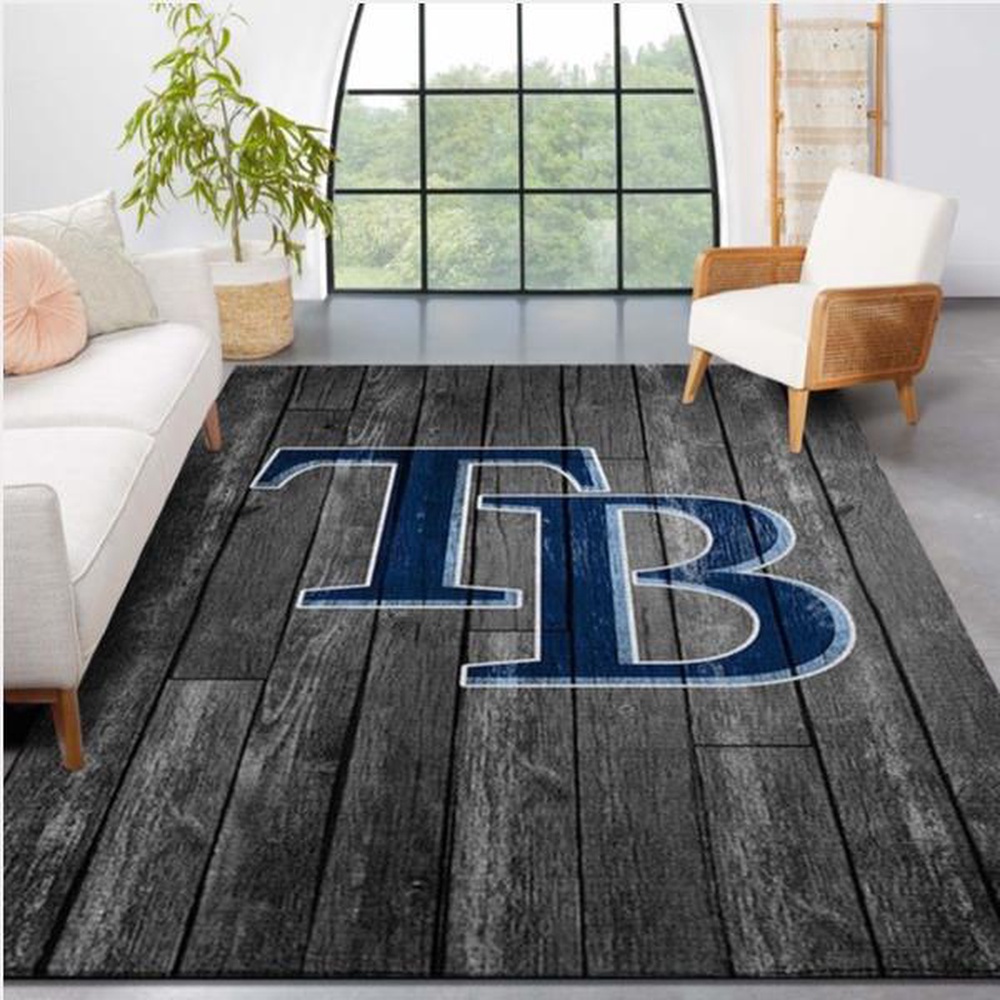 MLB Tampa Bay Rays Area Rug Logo Grey Wooden Style Style Nice Gift Home Decor 1 allrs7