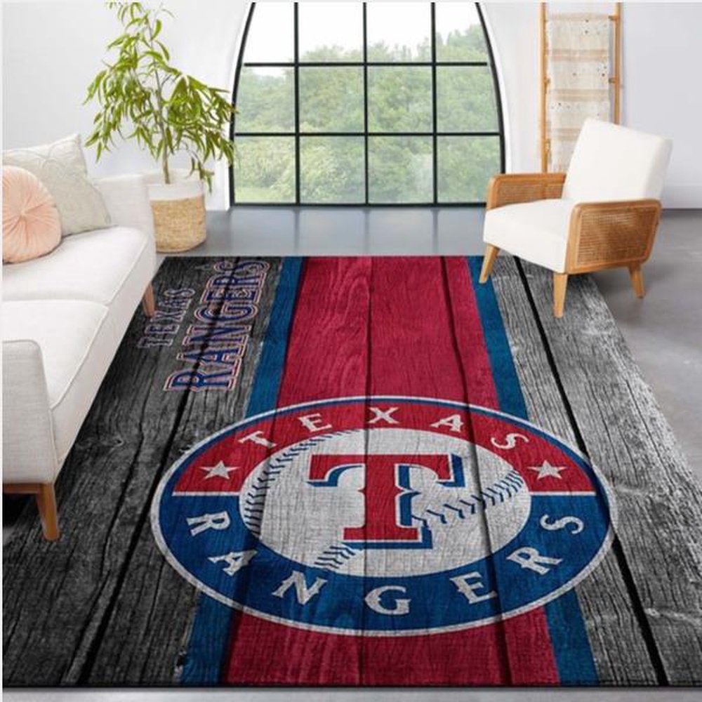 MLB Texas Rangers Area Rug Logo Wooden Style Style Nice Gift Home Decor 1 erwnh8
