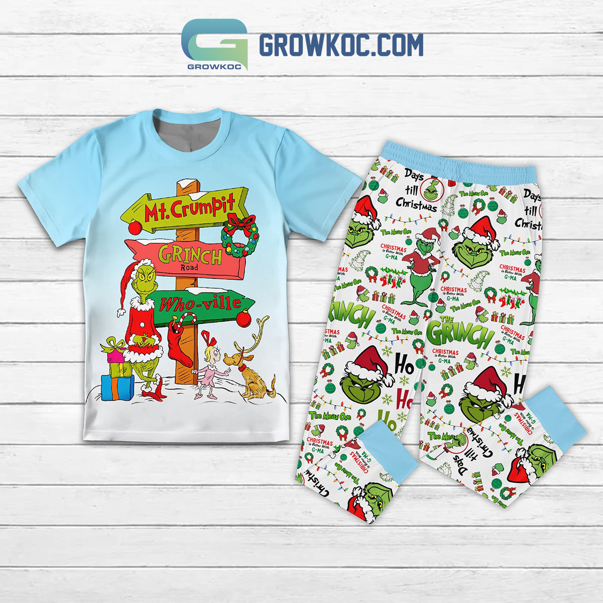 MT.Crumpit Grinch Road Who Ville Christmas Pajamas Set2B1 0uVHe