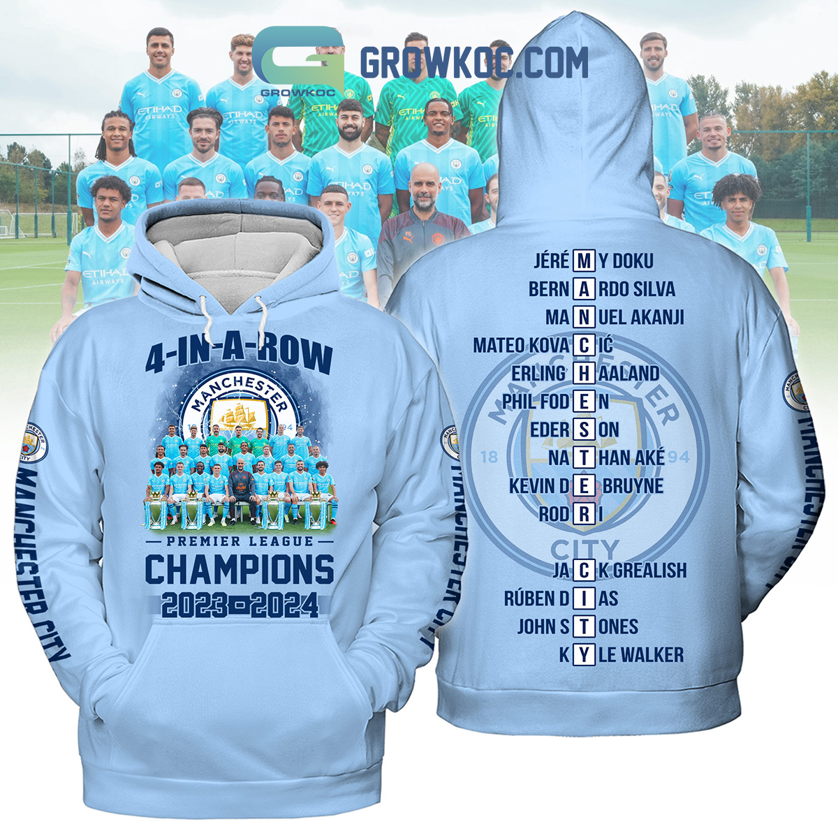 Manchester City 4 In A Row Premier League Champions 2024 Hoodie T Shirt2B1 1ZKXe