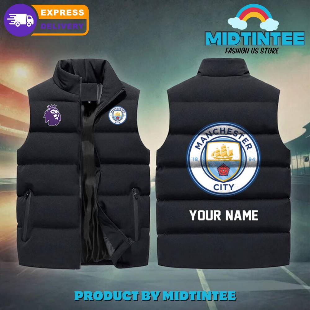 Manchester City Personalized Sleeveless Puffer Jacket 1