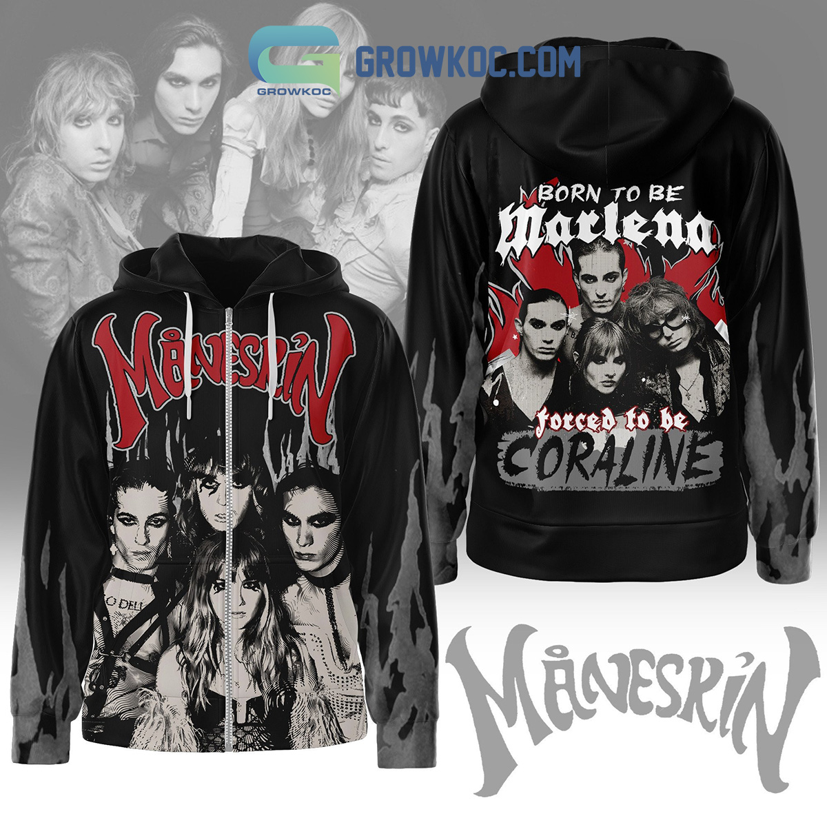 Maneskin Born To Be Maclena Forced To Be Coraline Hoodie Shirts2B1 xYvQK