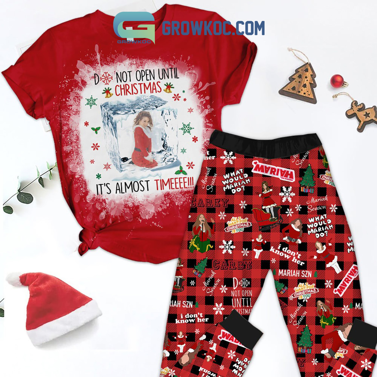 Mariah Carey Its Almost Time Christmas Fleece Pajamas Set2B1 JjLNG