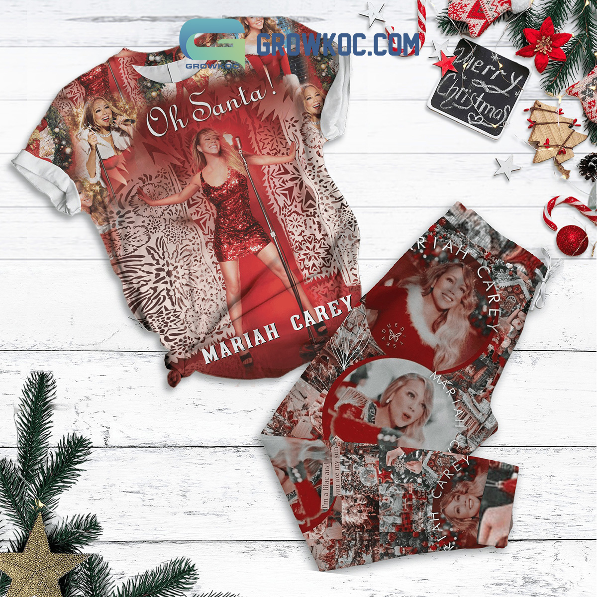 Mariah Carey Oh Santa Merry Christmas Pajamas Set2B1 4ViA3