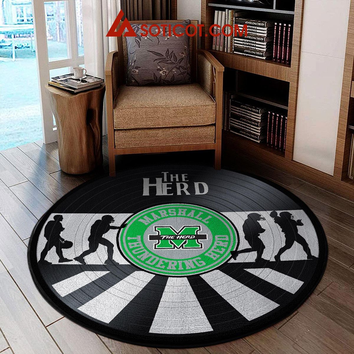 Marshall Thundering Herd New Style Sports Round Rug Carpet Livingroom Mat2B1 3qiTh