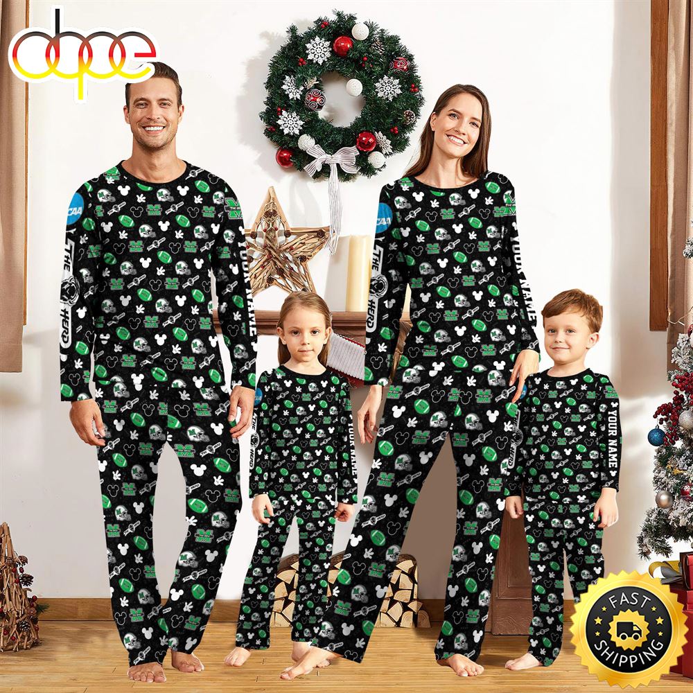 Marshall Thundering Herd NCAA And Mickey Mouse Pajamas Custom Your Name emm4f8