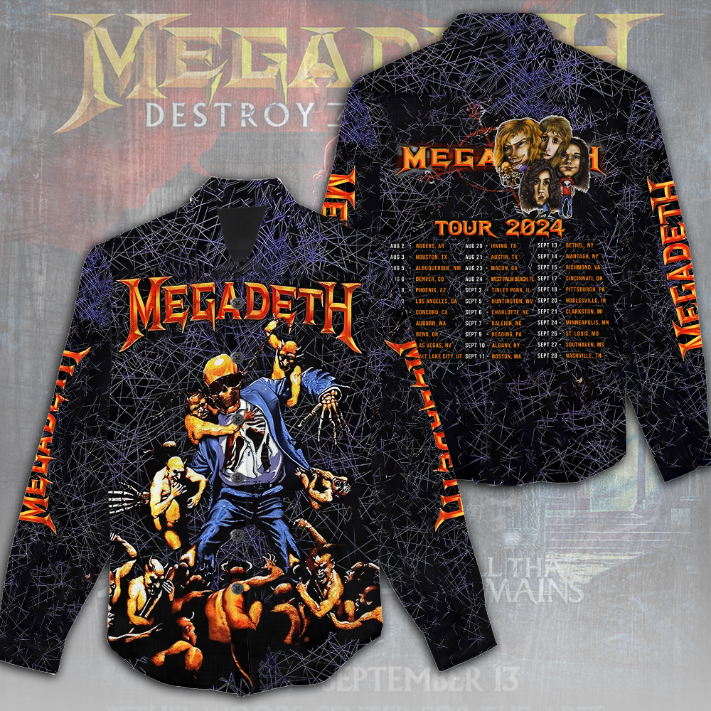 Megadeth Band Linen Shirt HUANNM5041 Linh