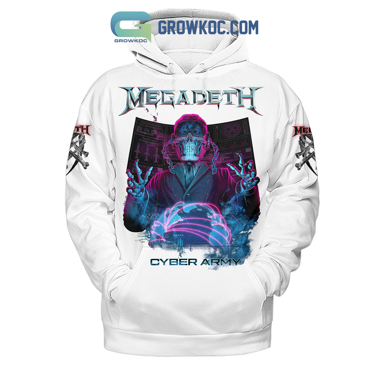 Megadeth Cyber Army Hoodie Shirts White Version2B1 WS0Ei