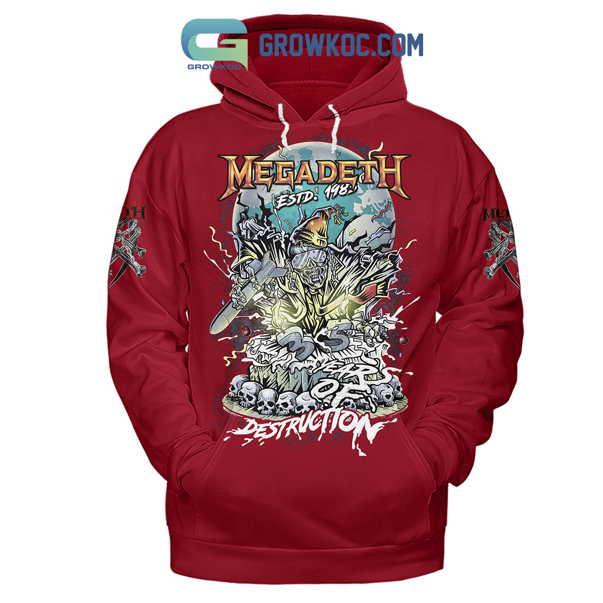 Megadeth Estd 1983 Years Of Destruction Hoodie Shirts Red Design2B1 UUoNB