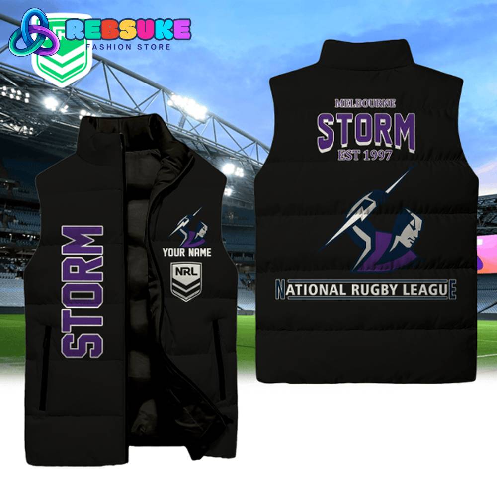 Melbourne Storm NRL Sleeveless Puffer Down Vest 1