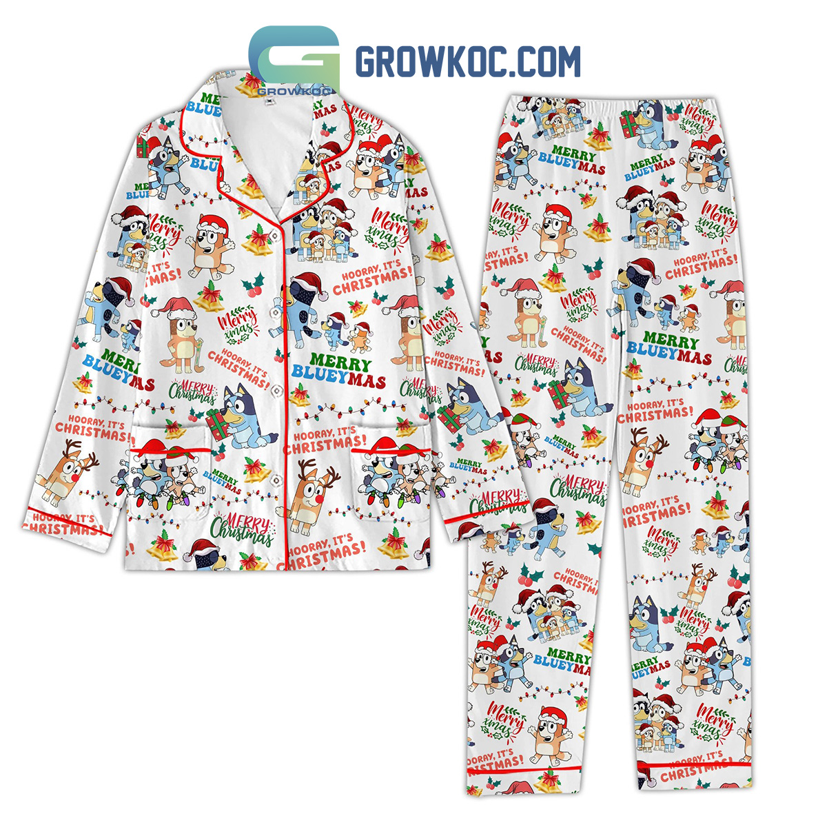 Merry Bluey Xmas Pajamas Set2B1 9YiWh