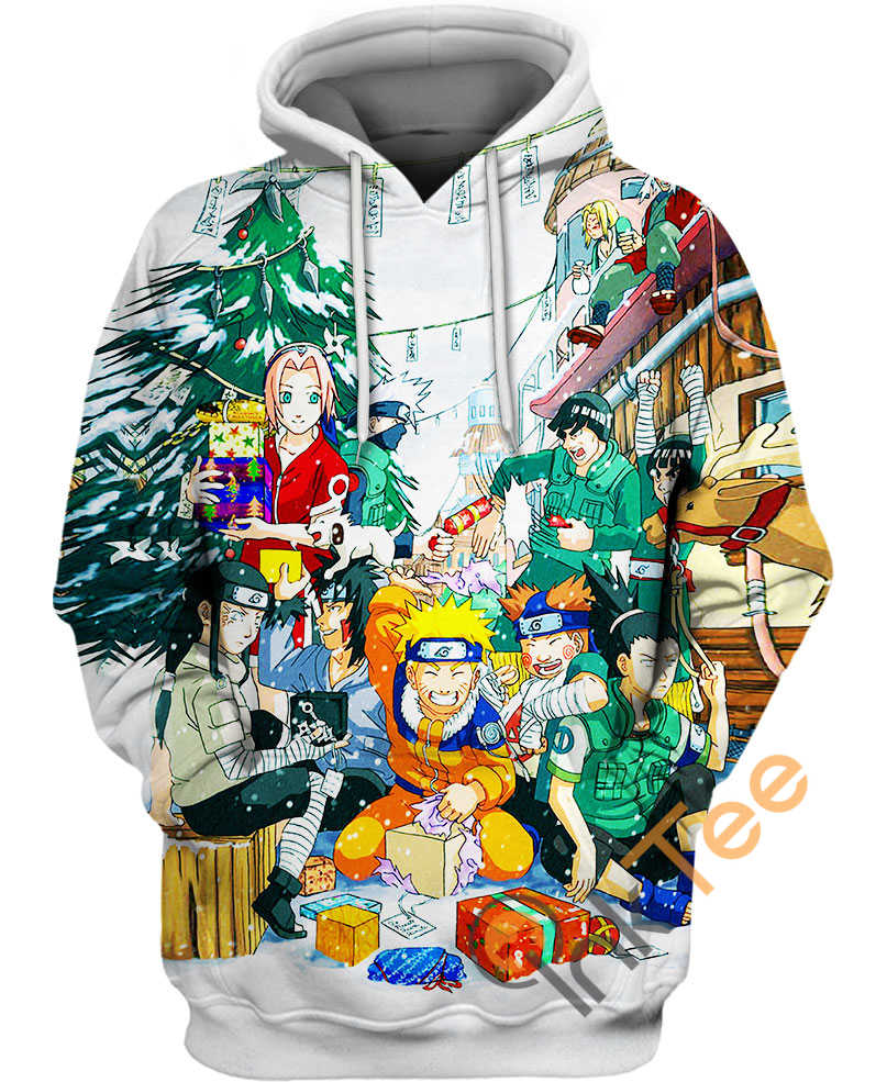 Merry Christmas Naruto Graphic Zip Up Hoodie Men 0