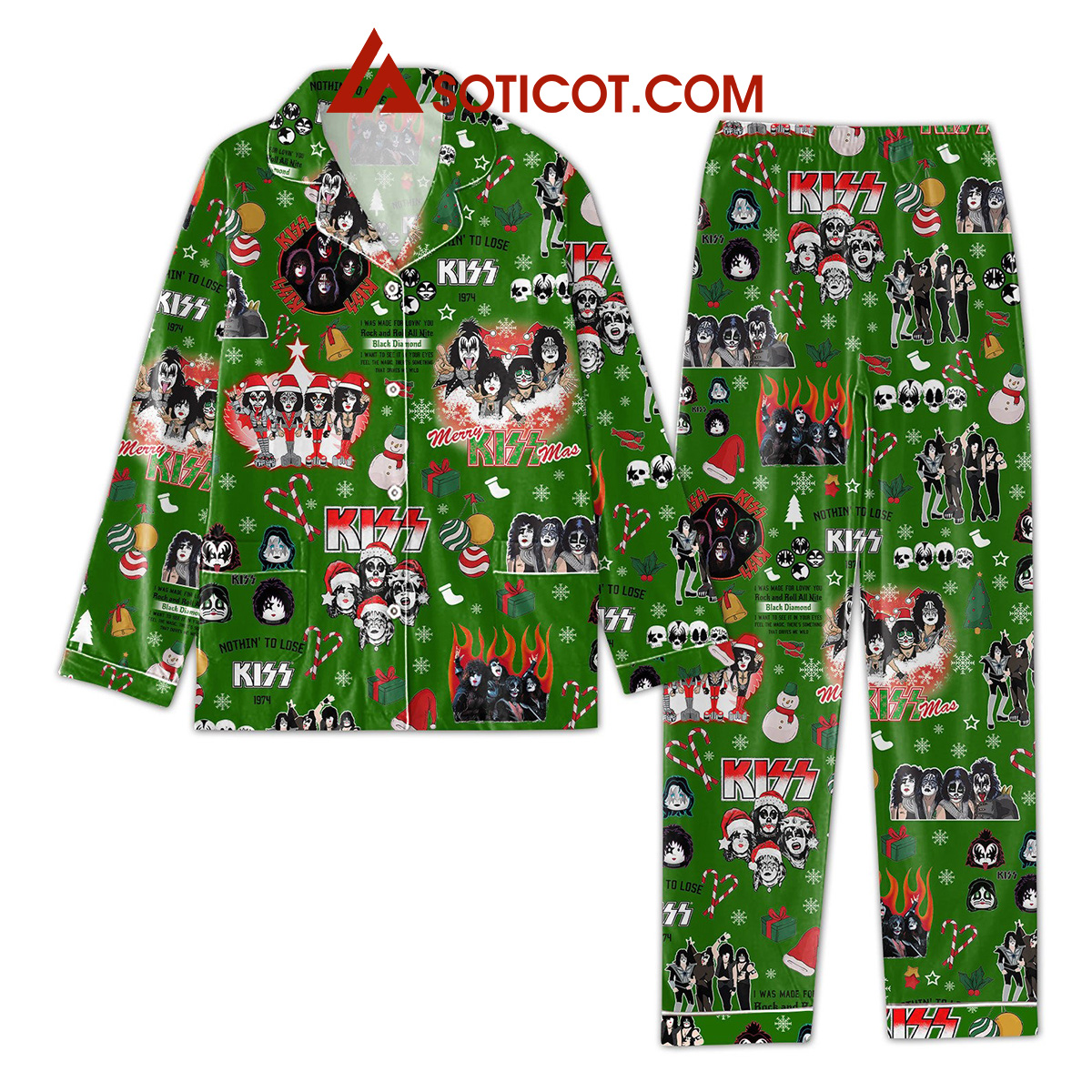 Merry Christmas Nothin To Lose Kiss 1974 Pajamas Set2B1 ewPa3