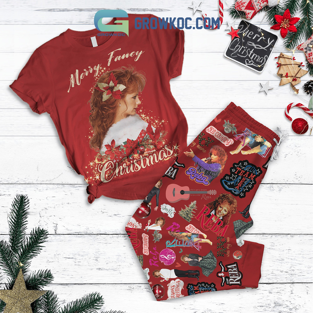 Merry Fancy Christmas Reba Team Pajamas Set2B1 NgrOu