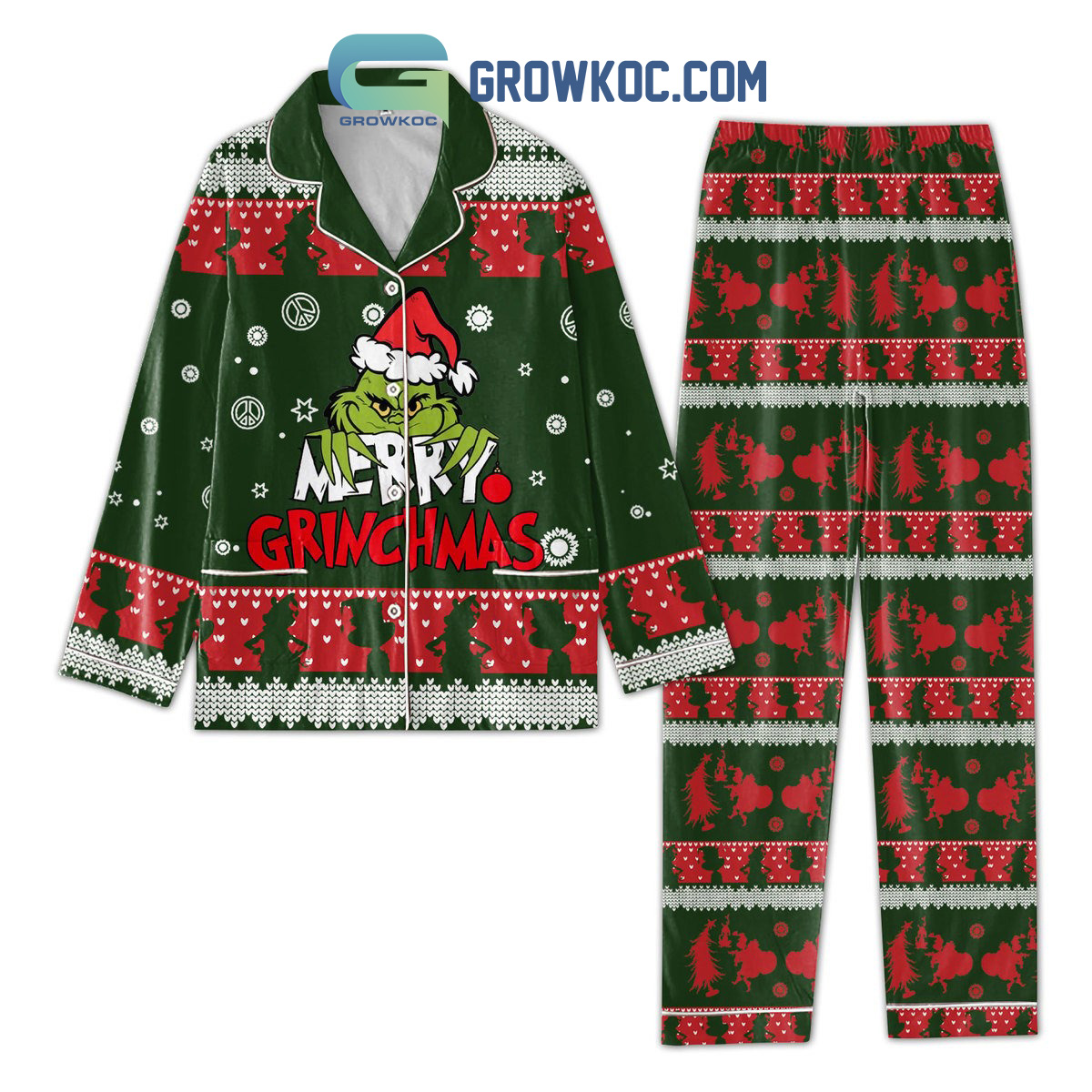 Merry Grinchmas Christmas Pajamas Set2B1 ZUYoR