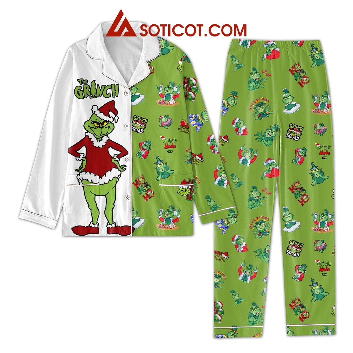 Merry Grinchmas Funny Pajamas Set2B1 jhsiW