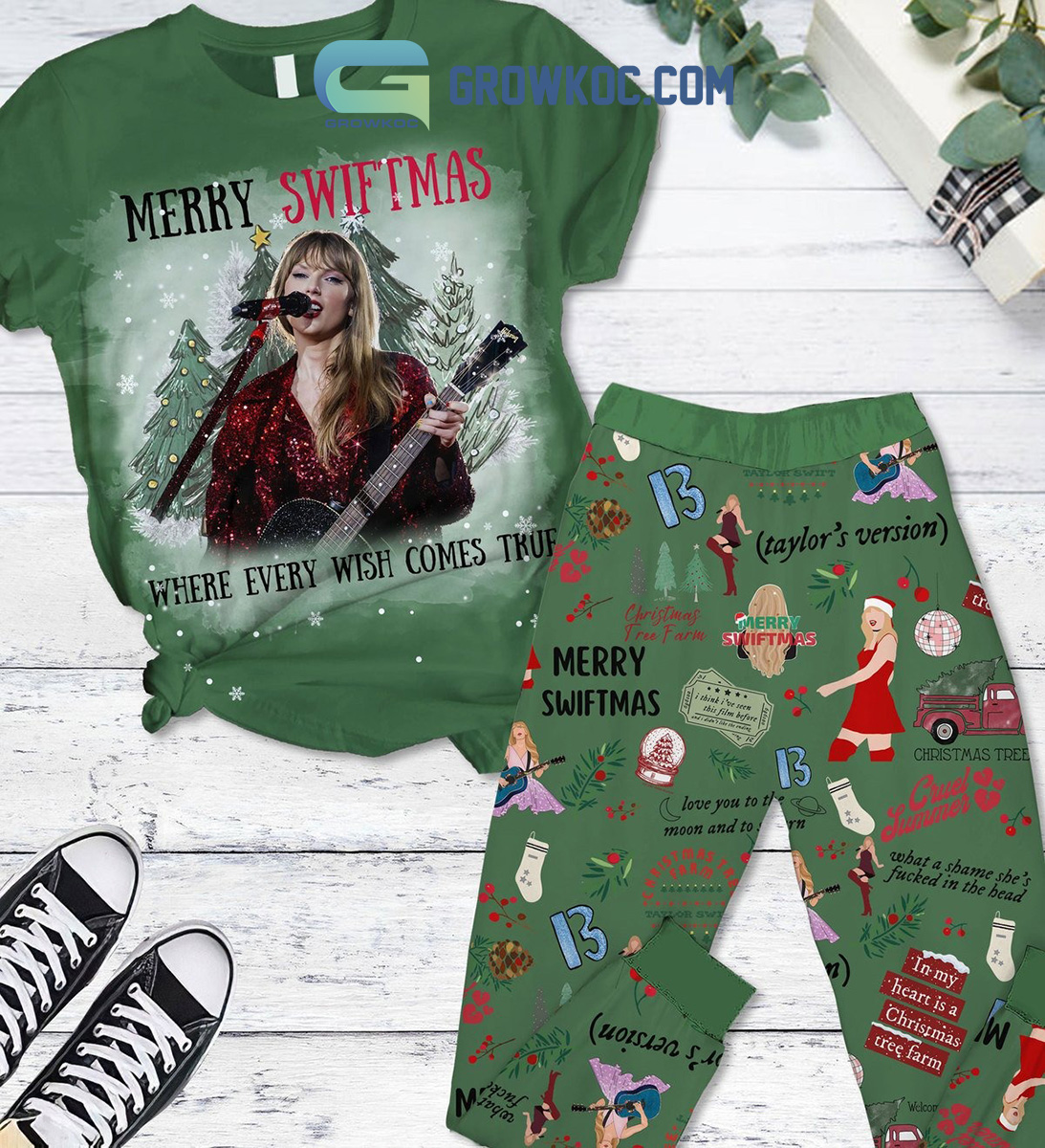 Merry Swiftmas Christmas Tree Farm Pajamas Set2B1 plokY