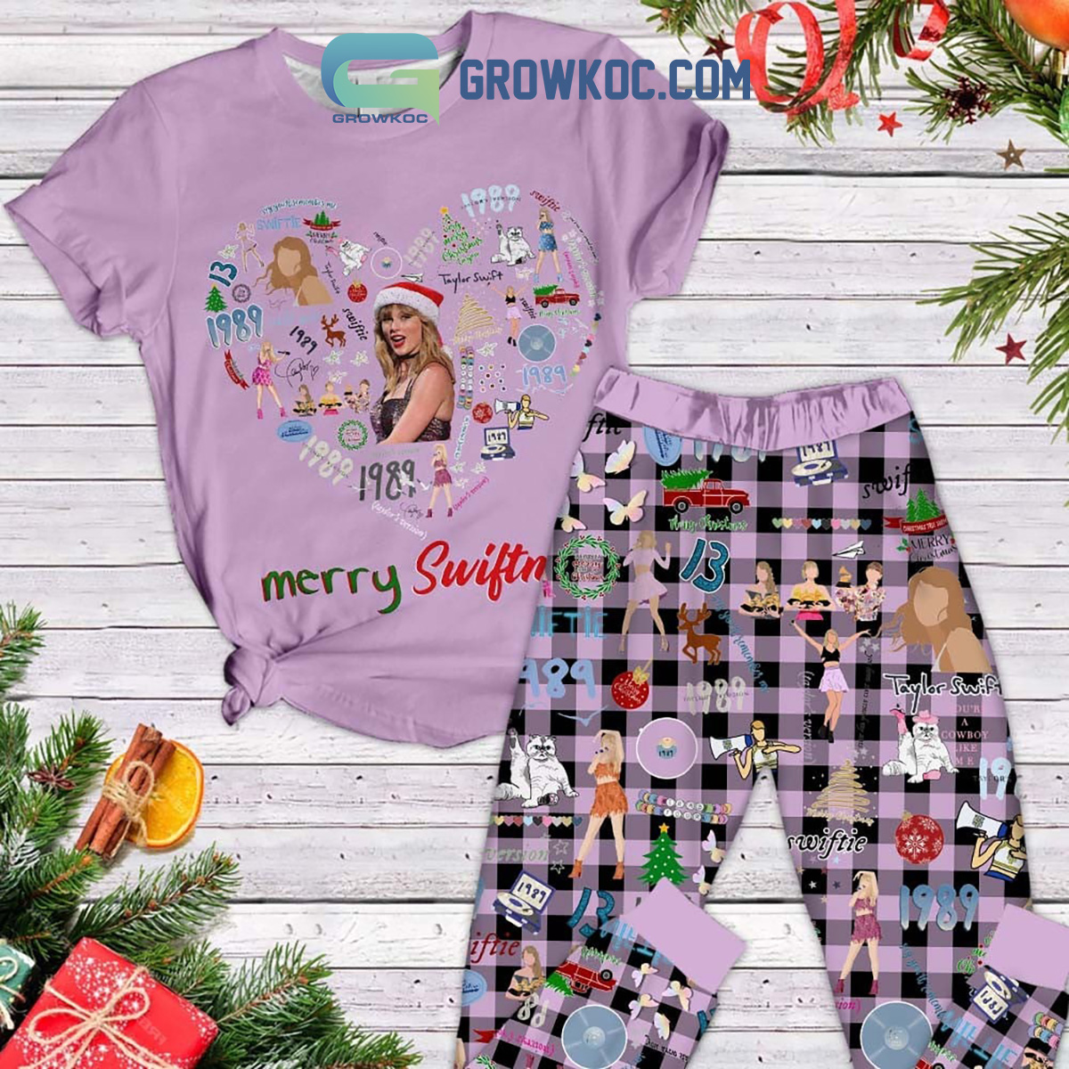 Merry Swiftmas Love Heart Pajamas Set2B1 Gzwxp