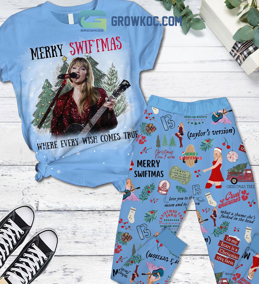 Merry Swiftmas Where Every Wish Comes True Taylors Version Pajamas Set2B1 f04NU