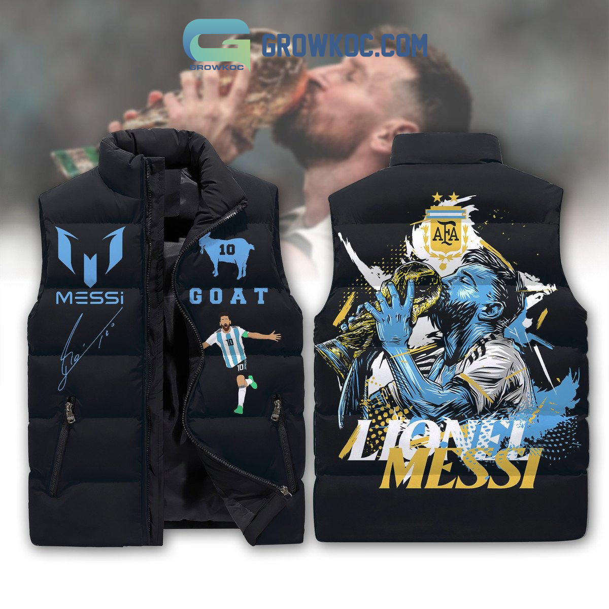 Messi The Goat Argentina Football Sleeveless Puffer Jacket2B1 ZGVSD