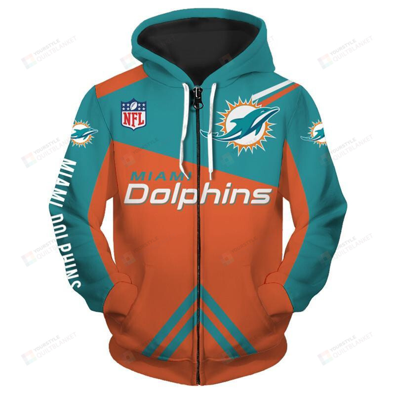 Miami Dolphins 3D All Over Print ZipUp Hoodie EyeCatching Gifts For Fans 0