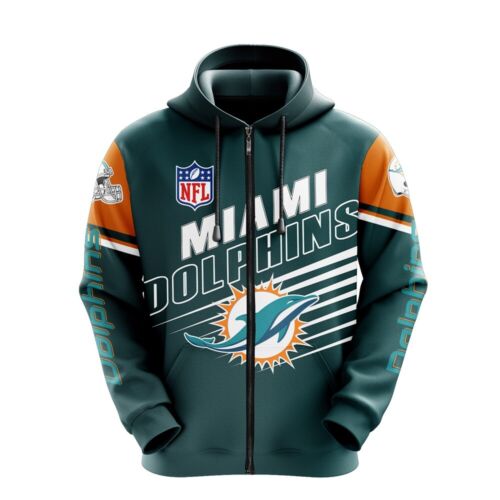 Miami Dolphins All Over Print ZipUp Hoodie Ideal Gift For Fans 0