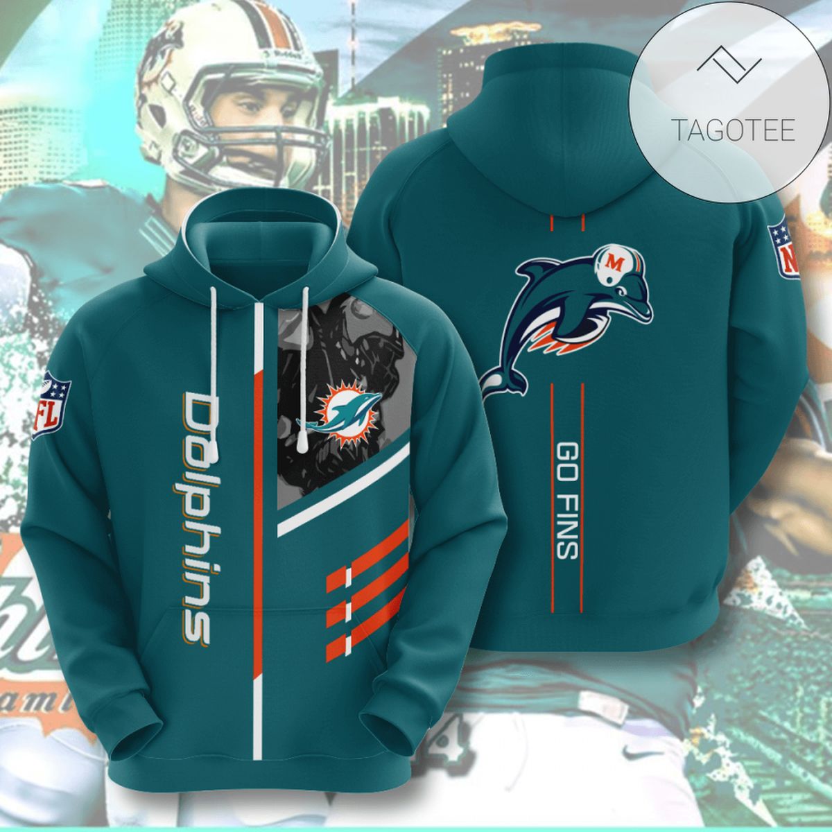 Miami Dolphins American Football 3D Printed Hoodie Zipper Hooded Jacket