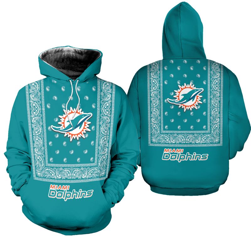 Miami Dolphins Bandana Skull Hoodie Limited Edition With Custom All Over Print Hoodie 0