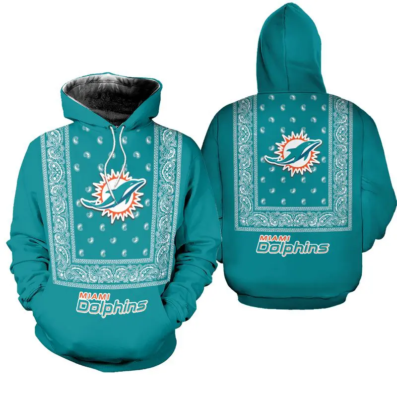 Miami Dolphins Bandana Skull Hoodie Limited Edition With Custom All Over Print Hoodie 0